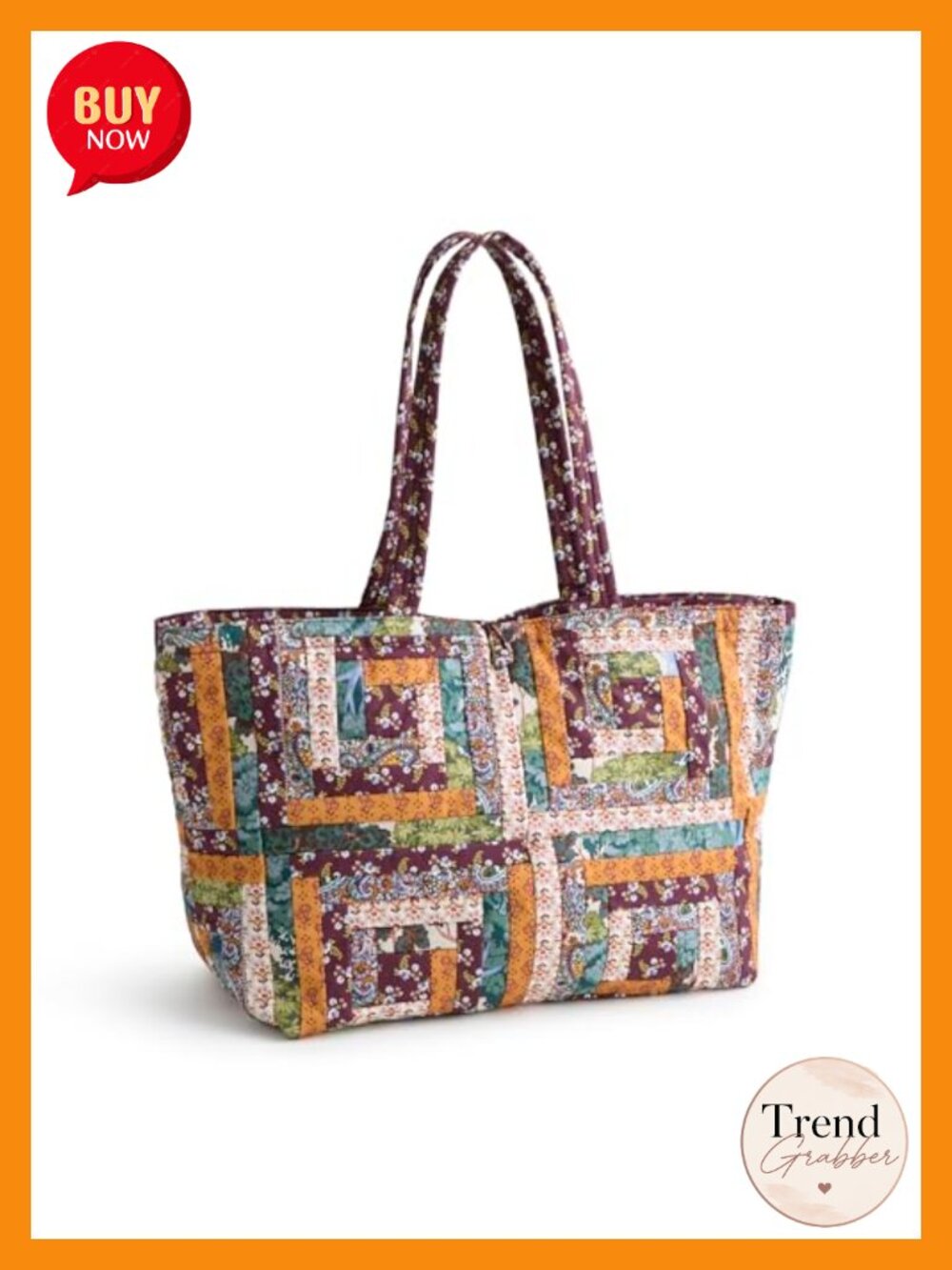 Premium Cotton Quilted Tote Bag with Shoulder Straps, Machine Washable